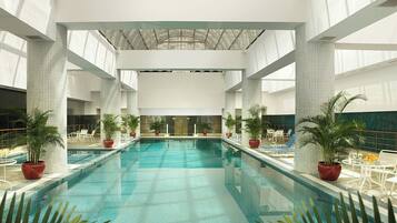 Indoor pool, open 6:00 AM to 11:00 PM, lifeguards on site