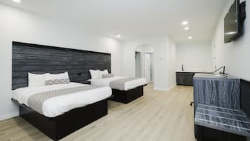 Standard Double Room, 2 Queen Beds, Non Smoking, Kitchenette | In-room safe, desk, laptop workspace, iron/ironing board