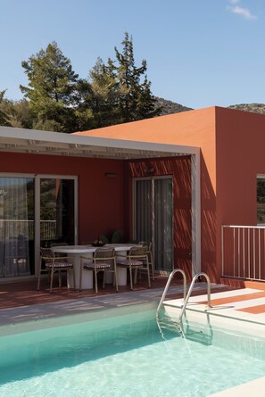 Two Bedroom House | Living area | Plasma TV, fireplace - Pleiades Blossomhill Houses, member of Domes Finds (Agios Nikolaos)