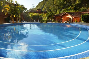 Outdoor pool, open 9:00 AM to 6:00 PM, sun loungers