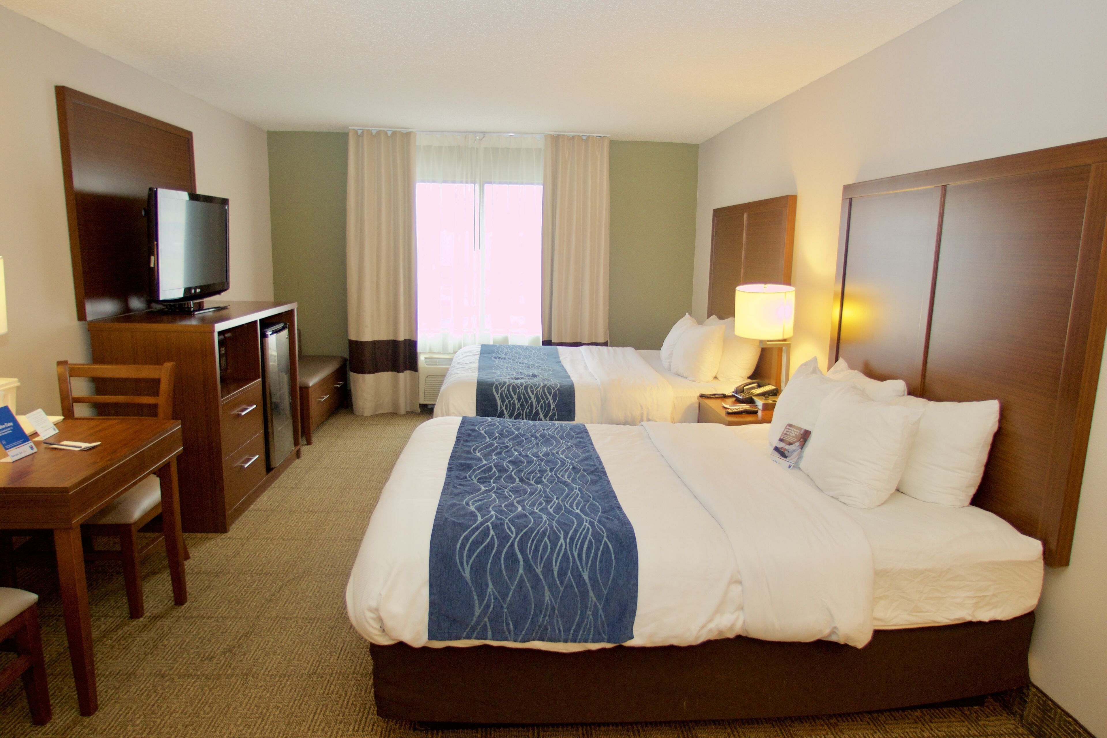 laptop workspace, blackout curtains, iron/ironing board, free wifi