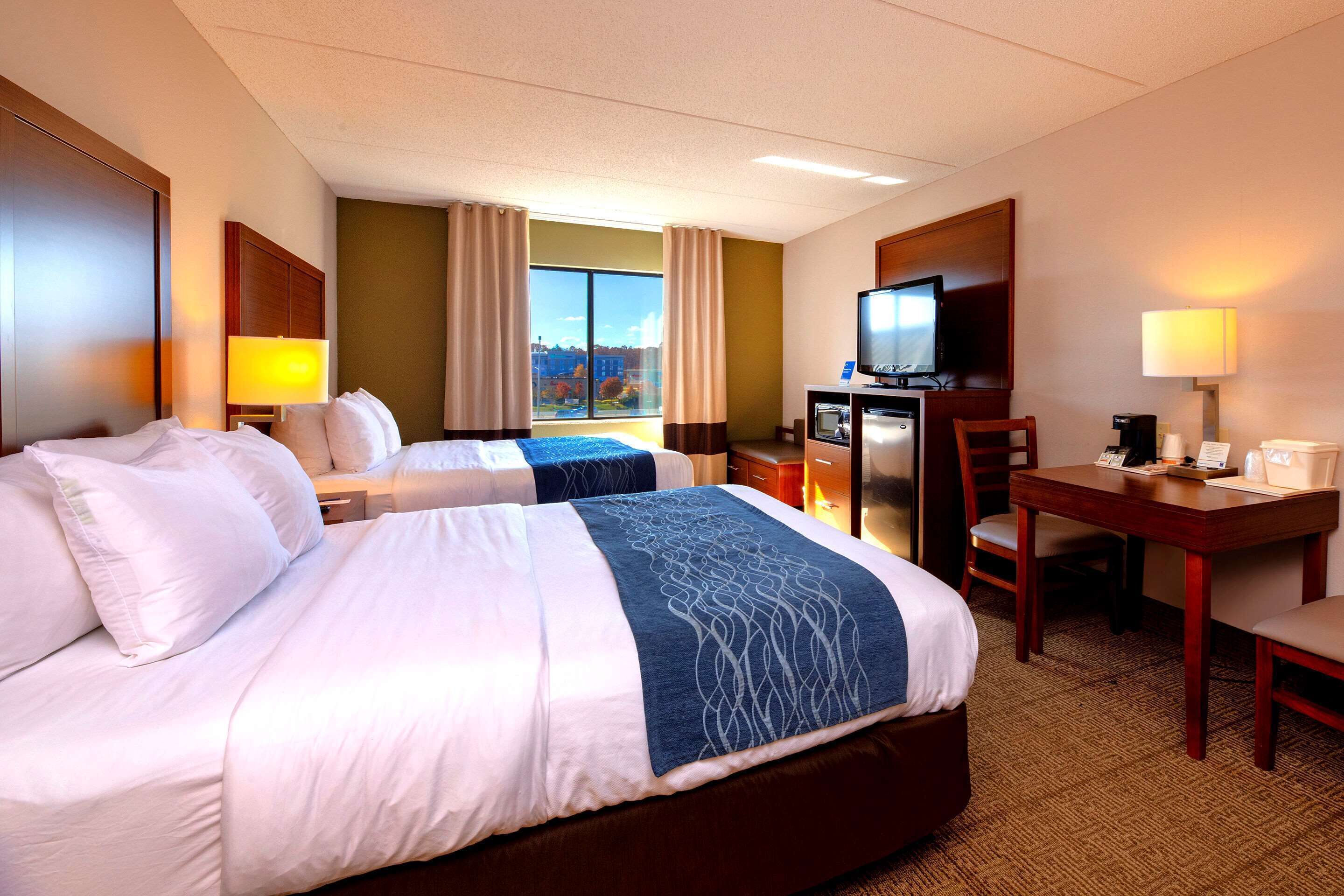 laptop workspace, blackout curtains, iron/ironing board, free wifi