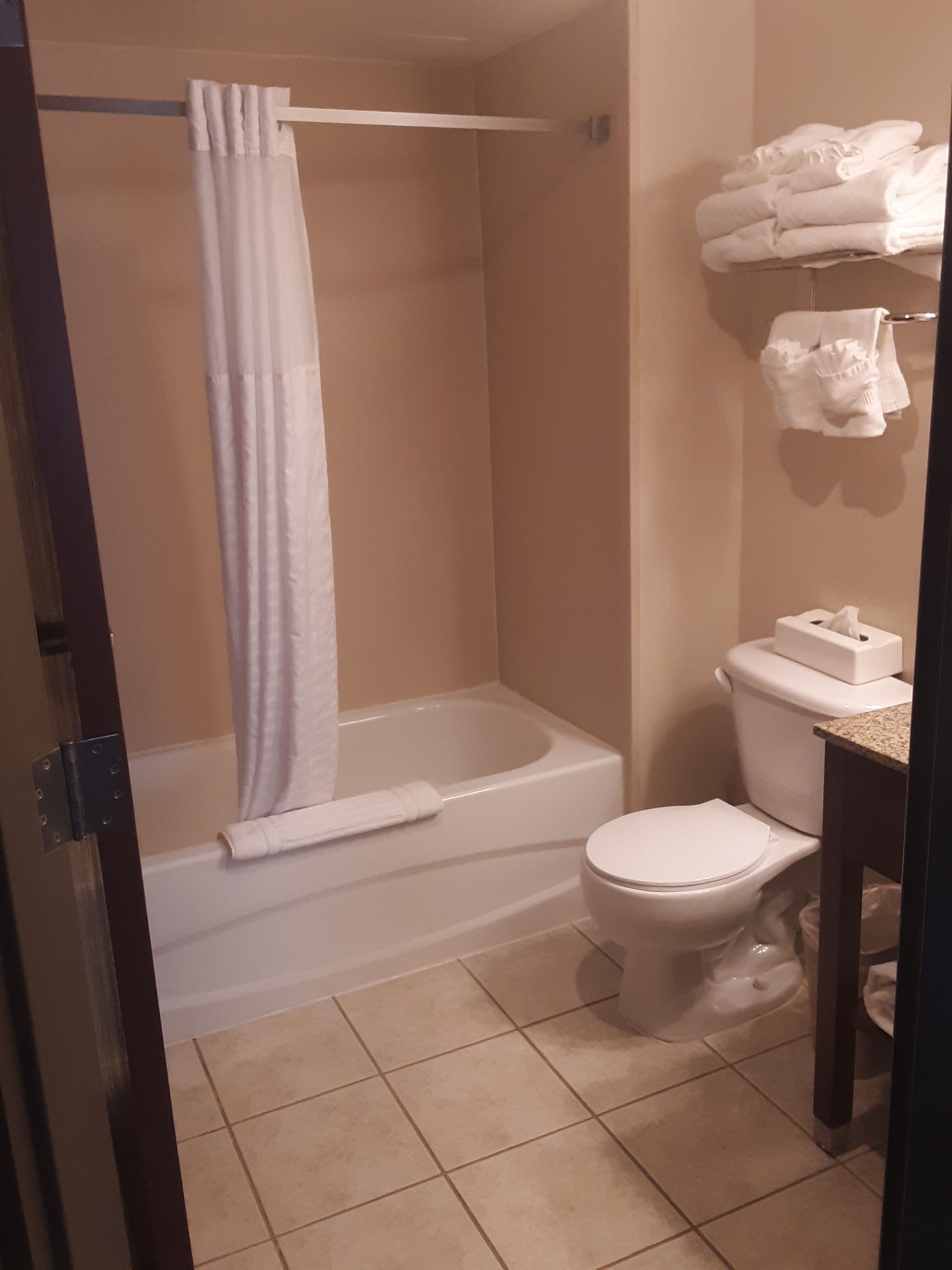 suite, 1 king bed, non smoking | bathroom | combined shower/bathtub, free toiletries, hair dryer, towels