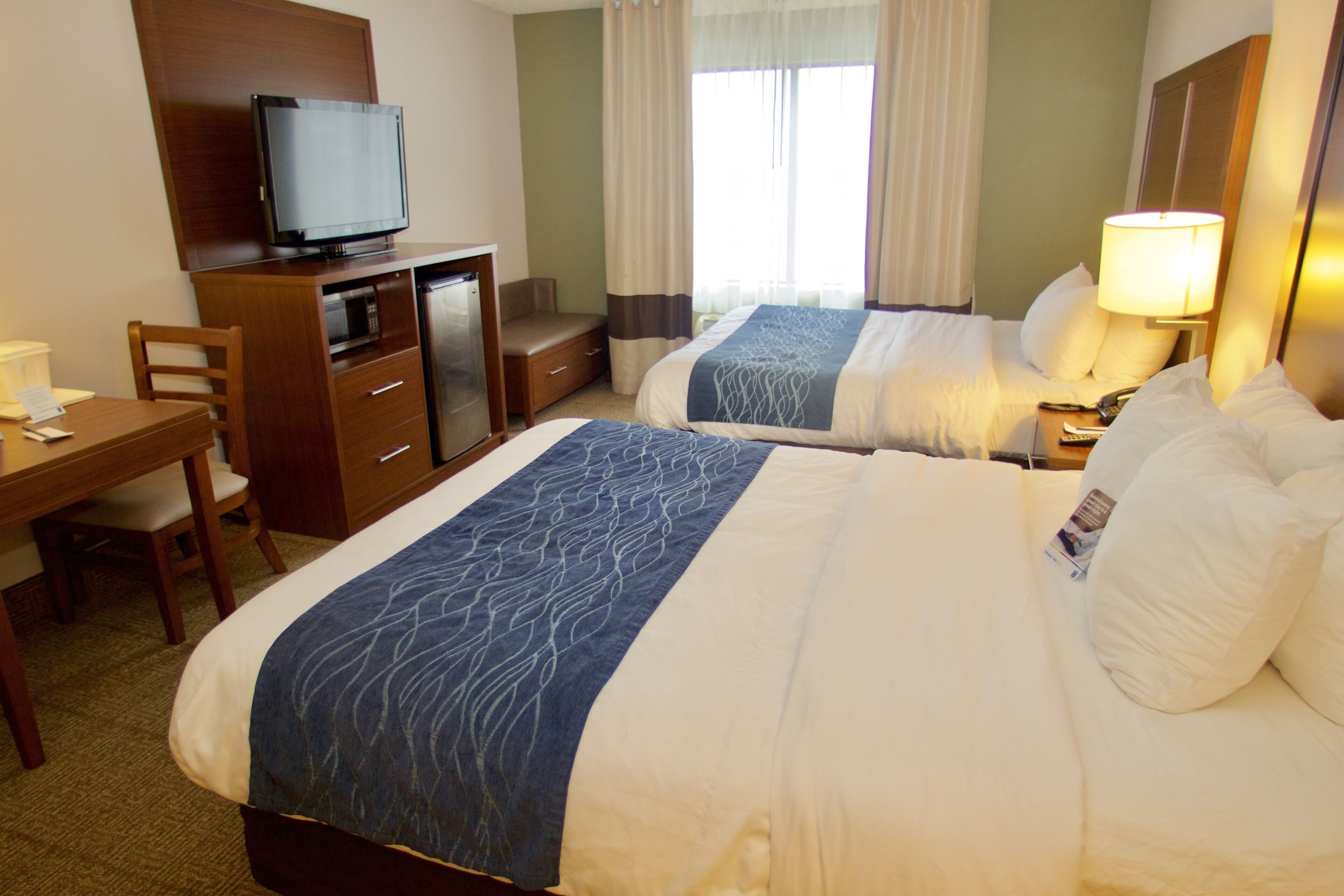 laptop workspace, blackout curtains, iron/ironing board, free wifi