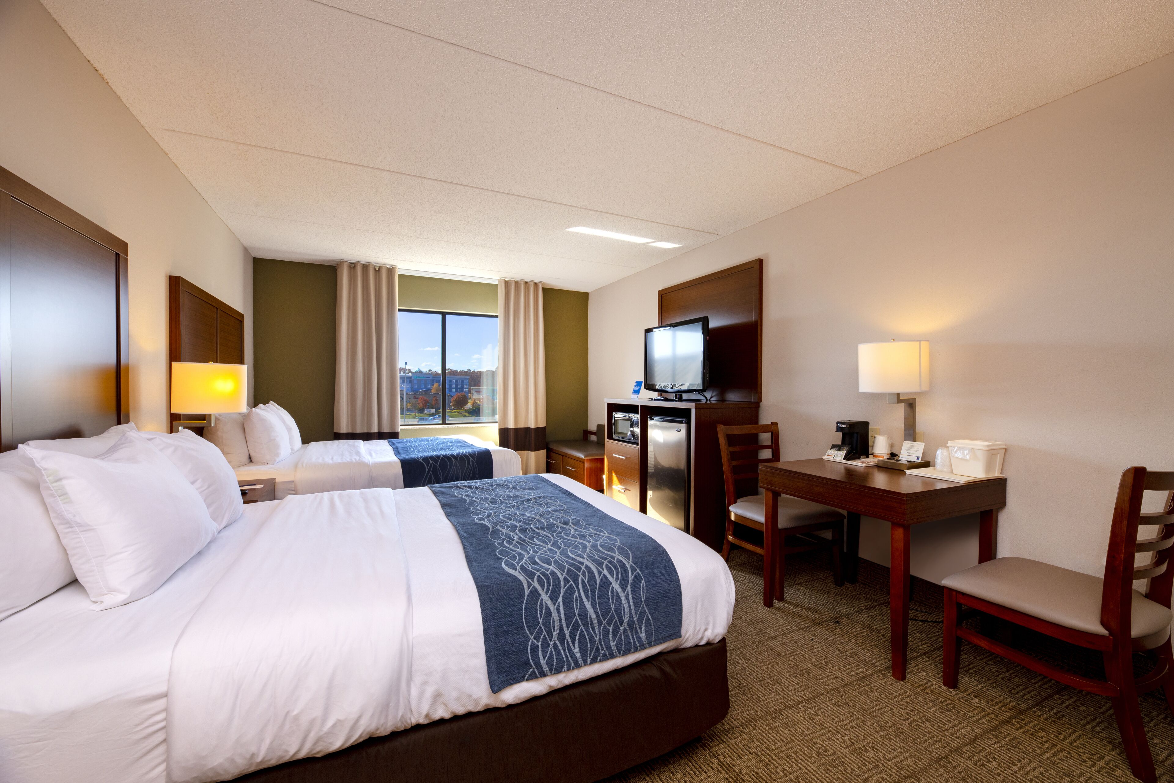 laptop workspace, blackout curtains, iron/ironing board, free wifi