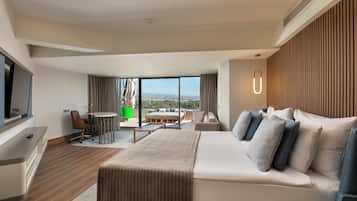 Minibar, coffres-forts dans les chambres, bureau