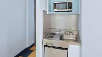 Mini-fridge, coffee/tea maker