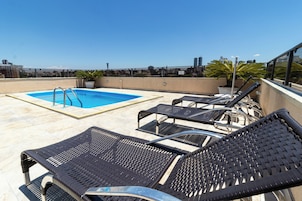 Outdoor pool, sun loungers
