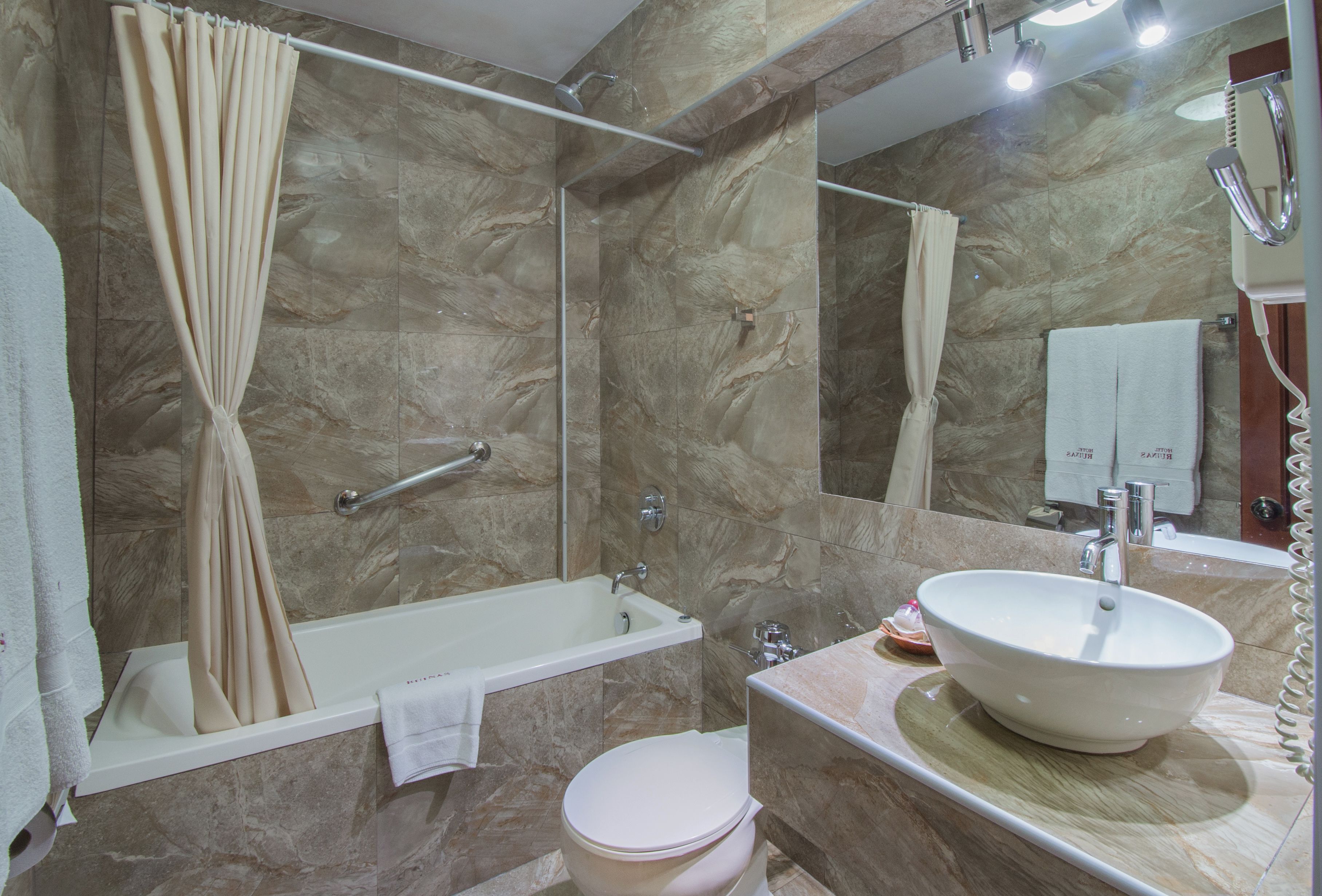 standard double or twin room | bathroom | hair dryer, towels