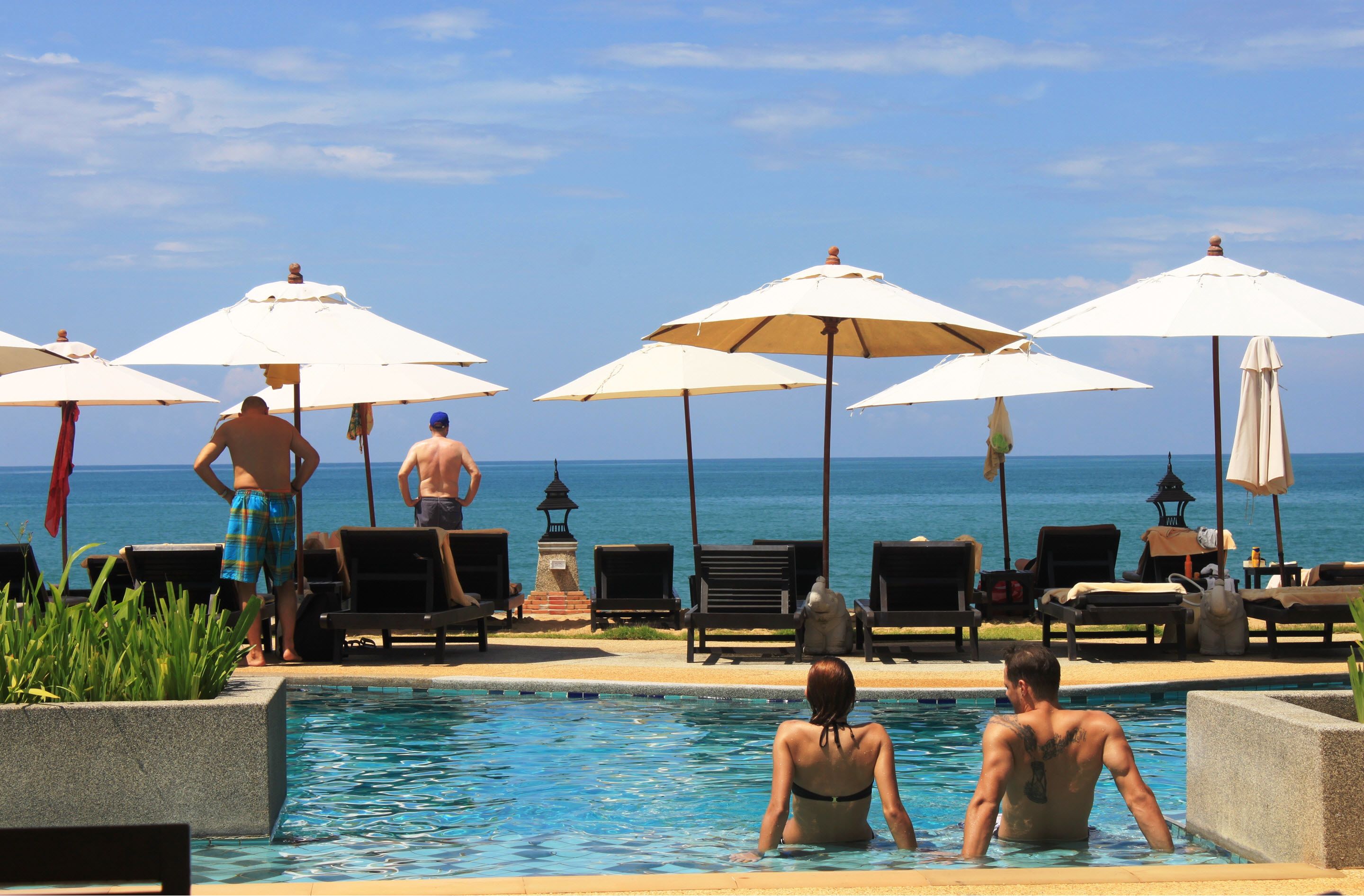 2 outdoor pools, pool umbrellas, pool loungers