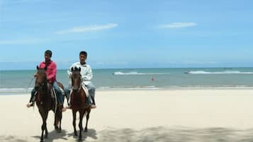 On the beach, beach umbrellas, beach towels