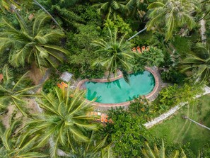 Outdoor pool, pool loungers