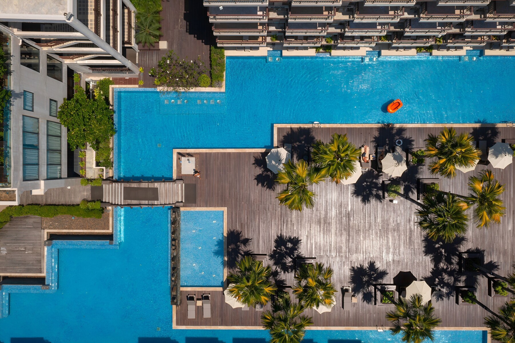 Outdoor pool, pool loungers