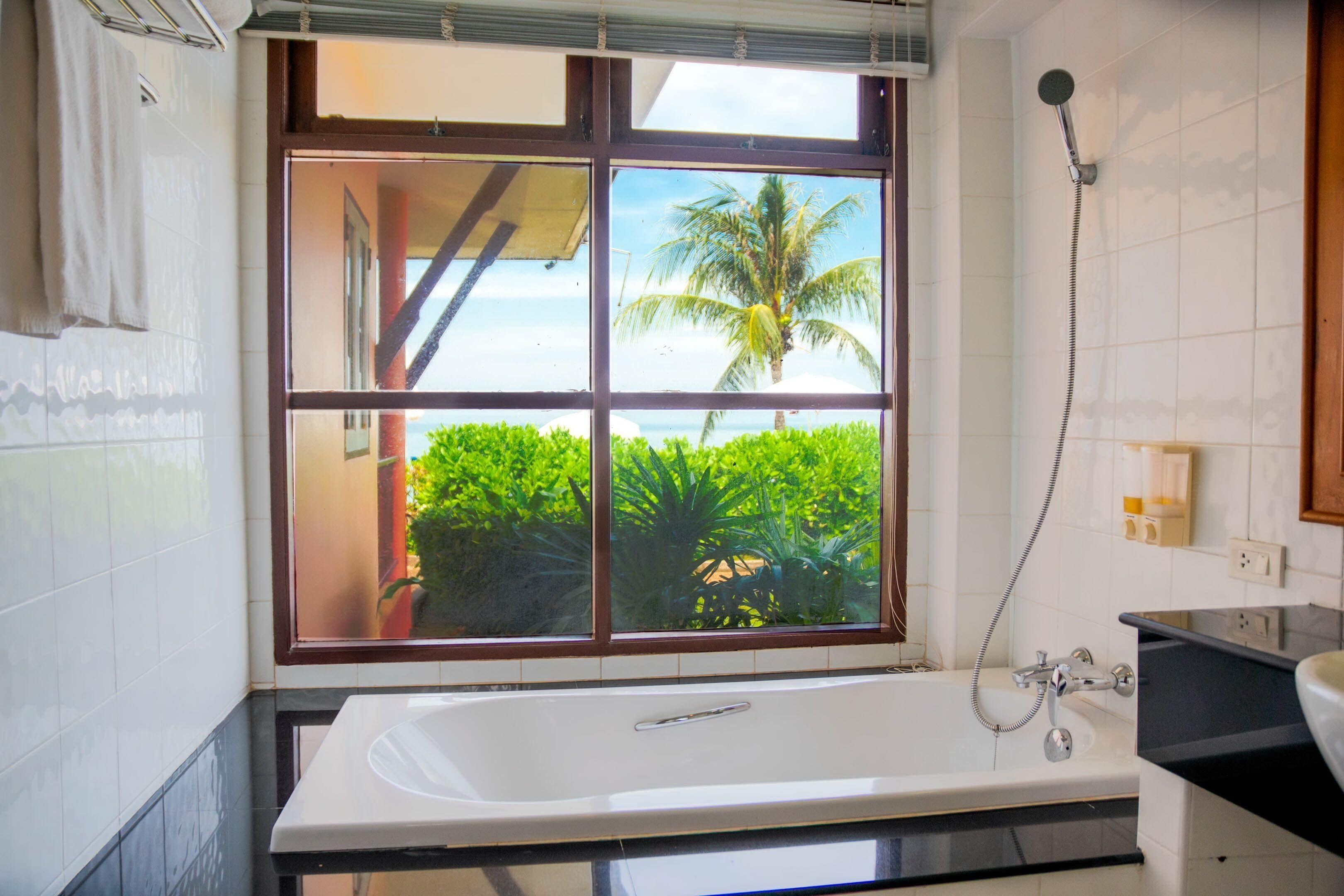beachfront villa | deep-soaking bathtub