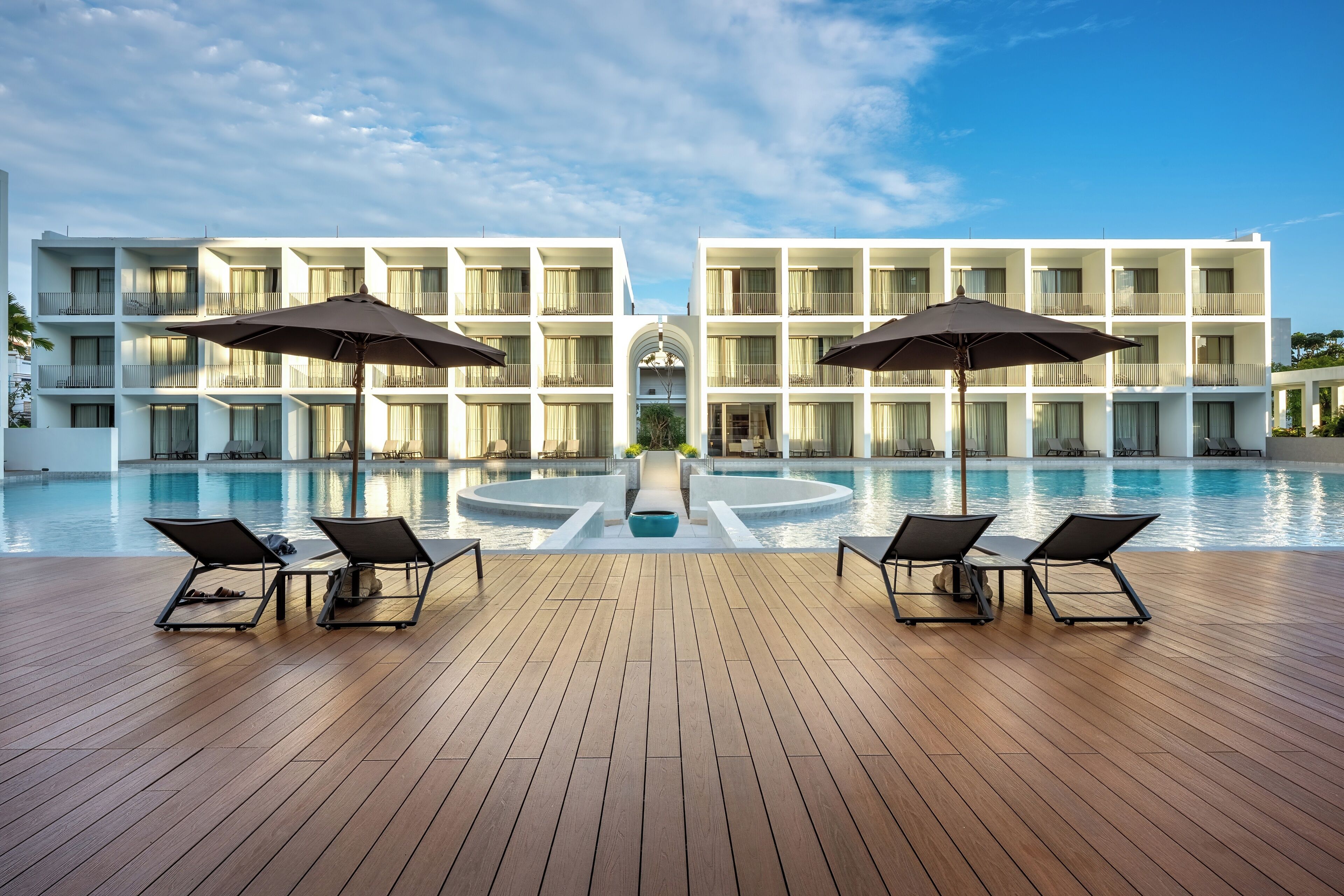 2 outdoor pools, open 7:00 AM to 7:00 PM, pool umbrellas, sun loungers