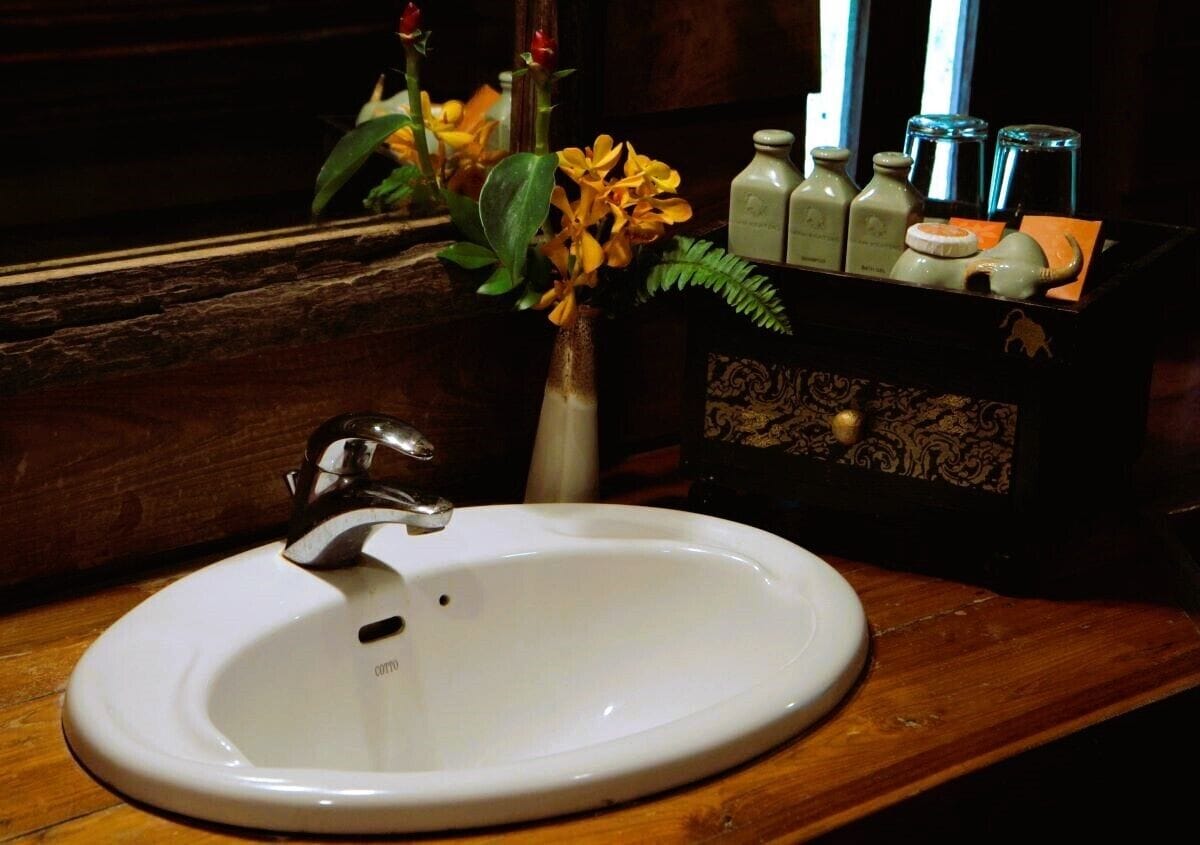 deluxe pavilion room | bathroom | free toiletries, hair dryer, towels