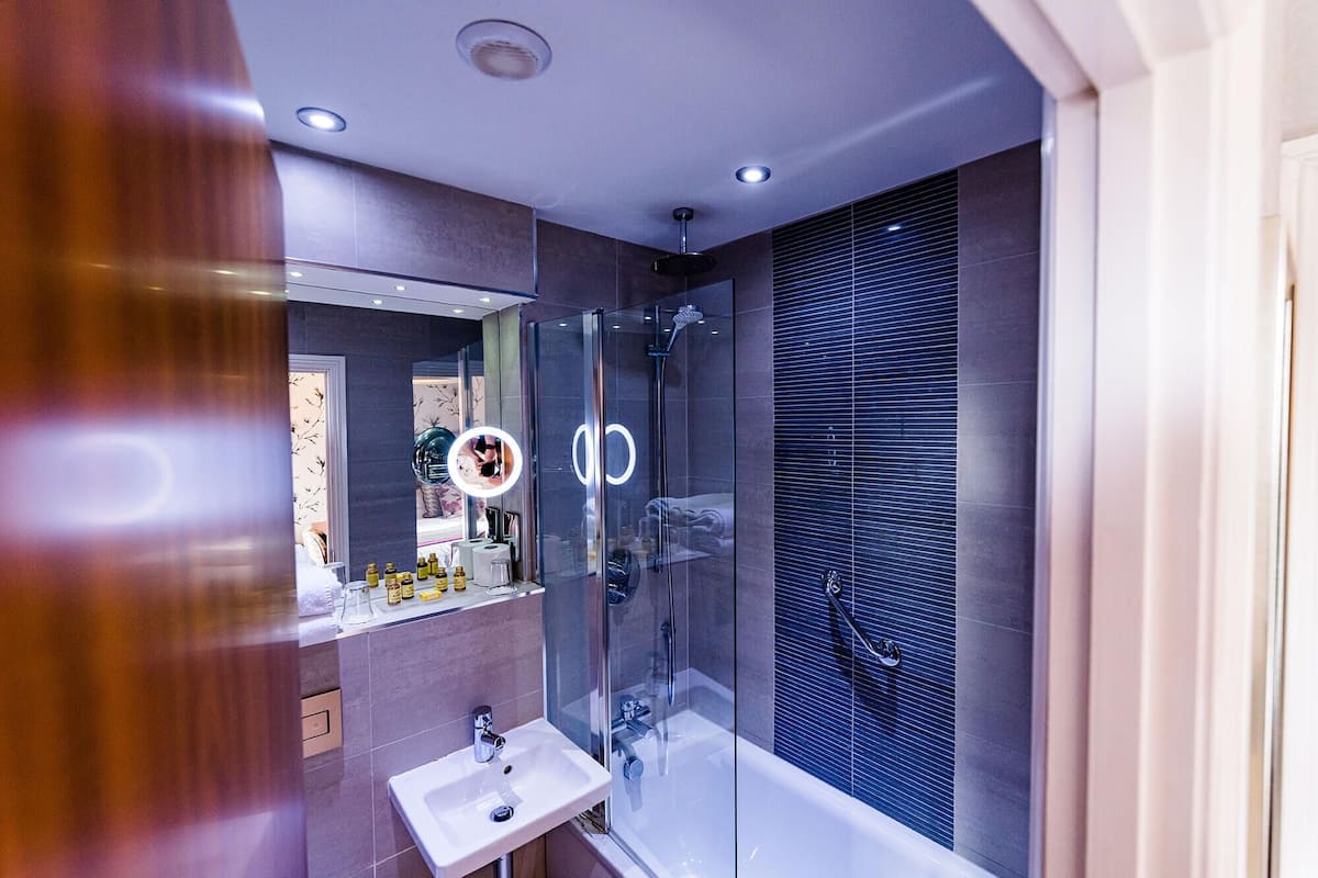 standard room, 1 double bed, non smoking | bathroom | combined shower/bathtub, free toiletries, hair dryer, towels