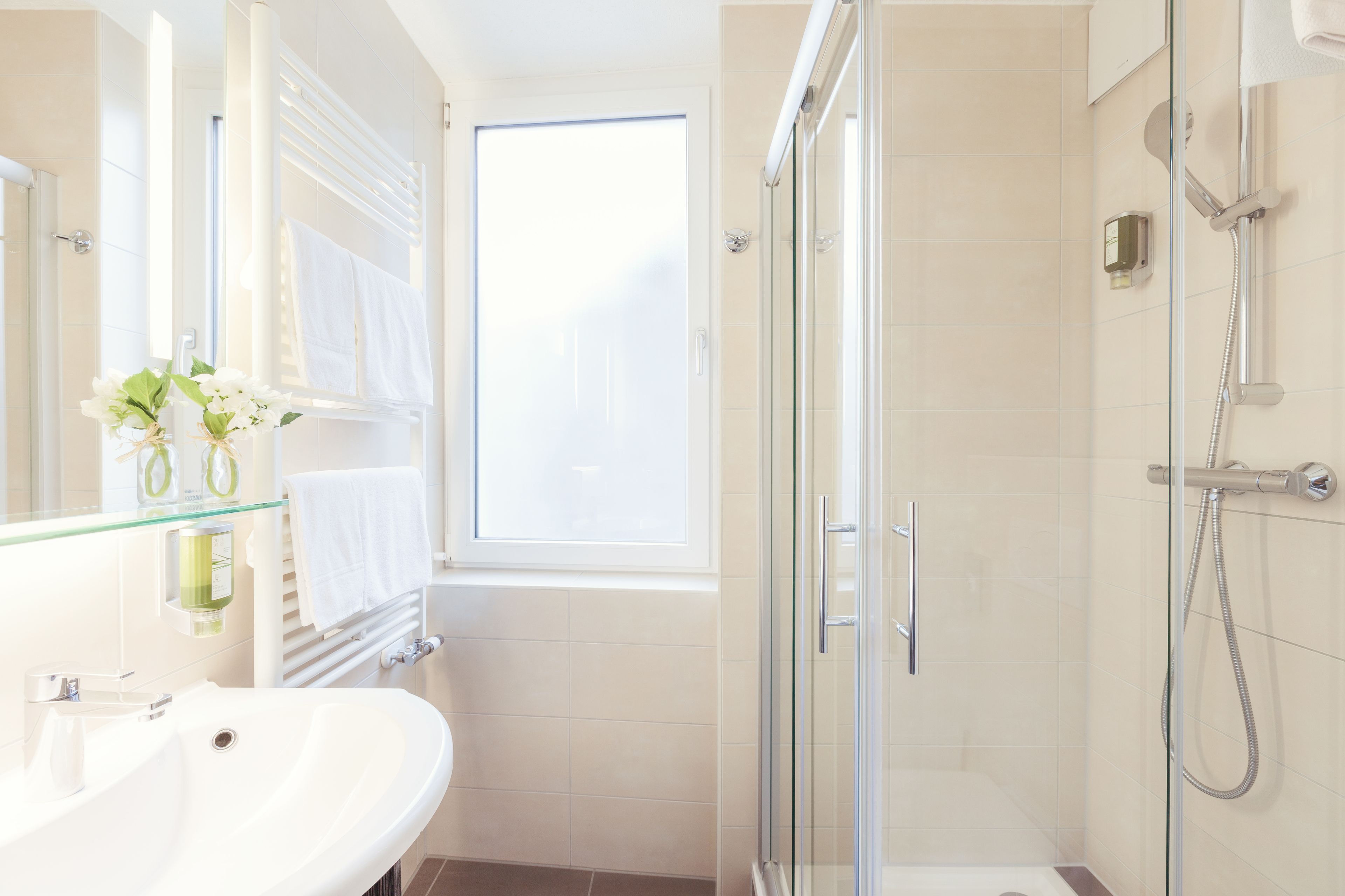 free toiletries, hair dryer, towels