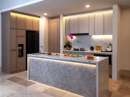 Premier Suite, 3 Bedrooms | Private kitchen | Fridge, microwave, electric kettle, toaster