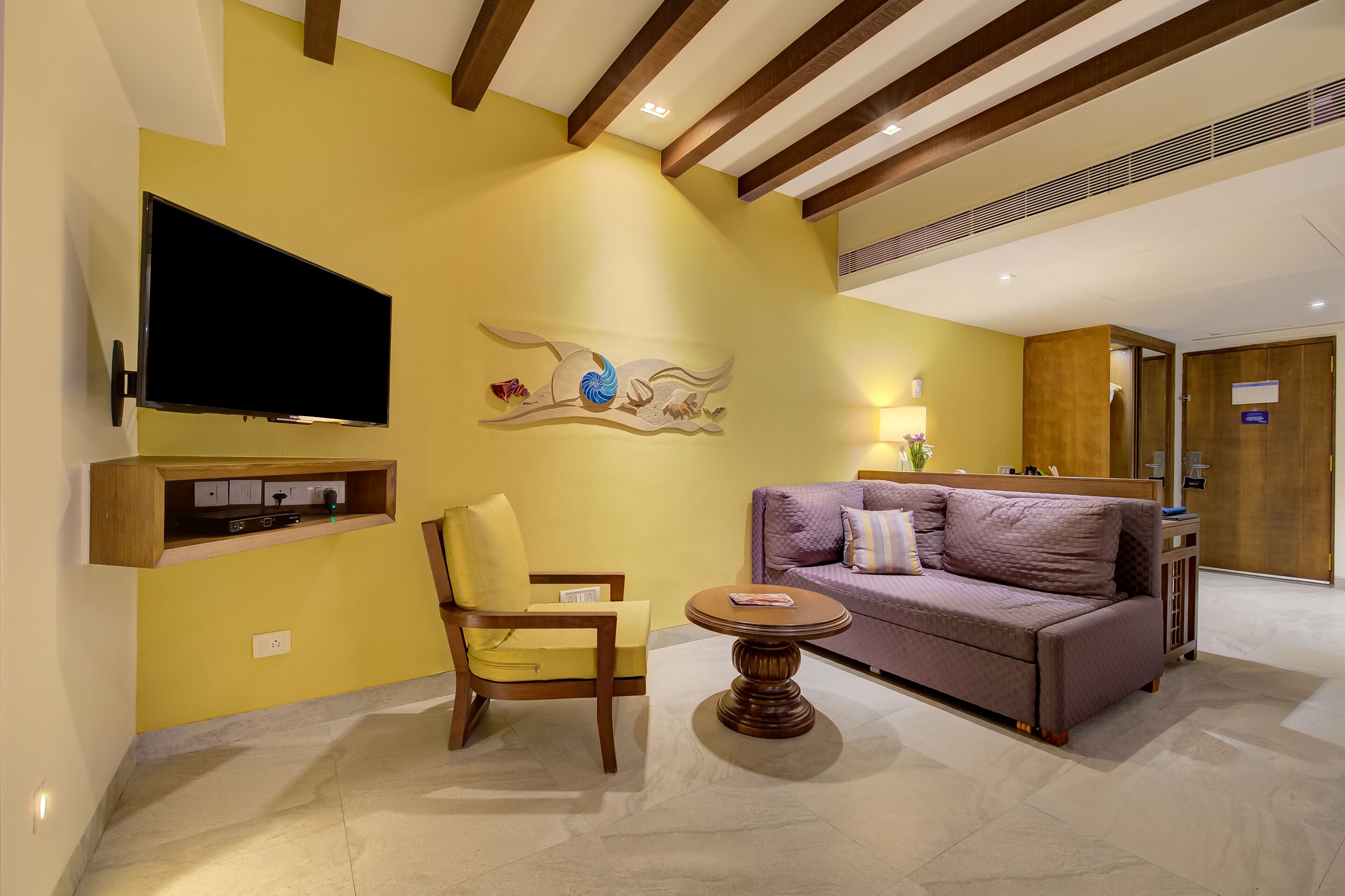 chalet (seaside) | living area | led tv, dvd player, pay films