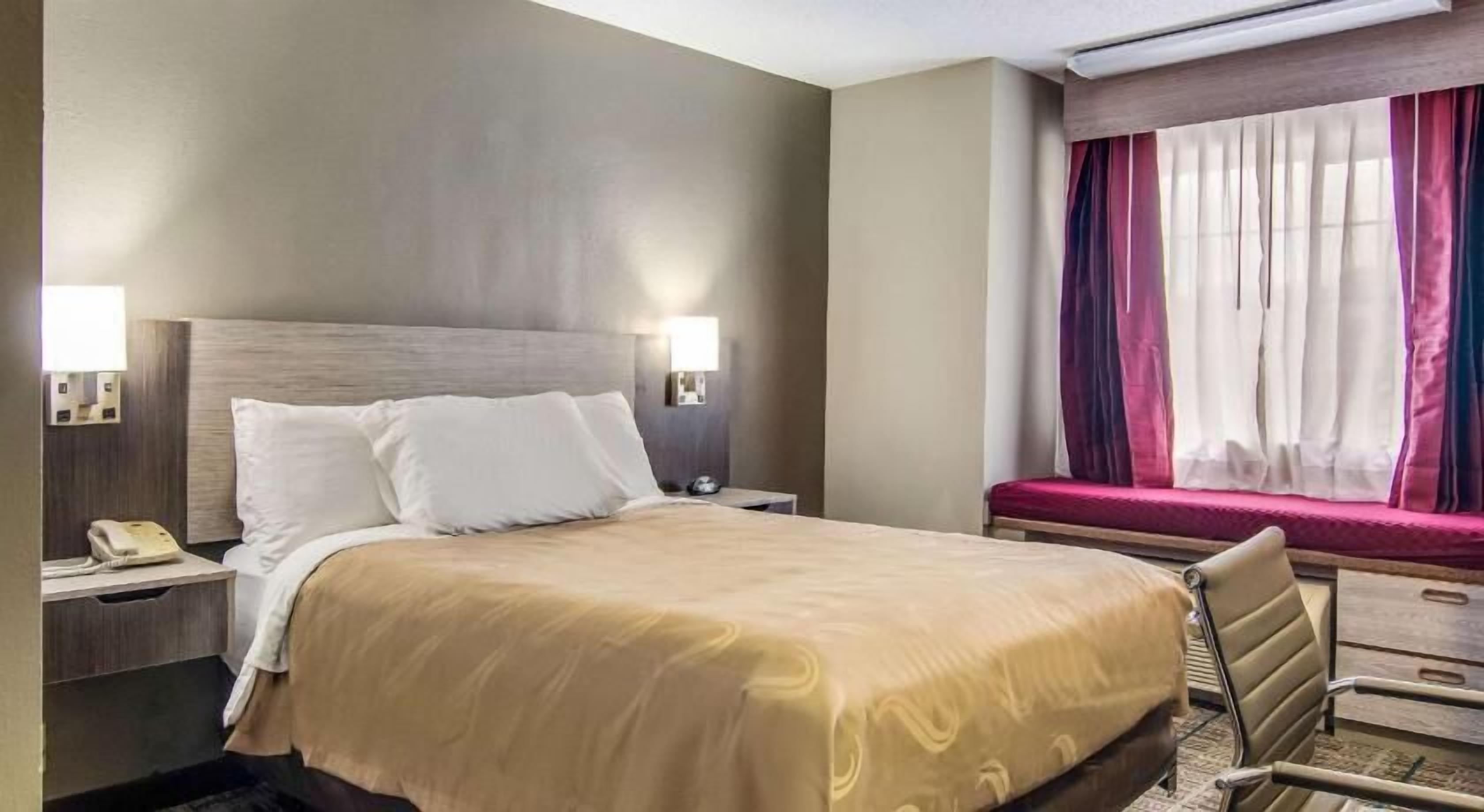 Pillowtop beds, desk, blackout drapes, soundproofing