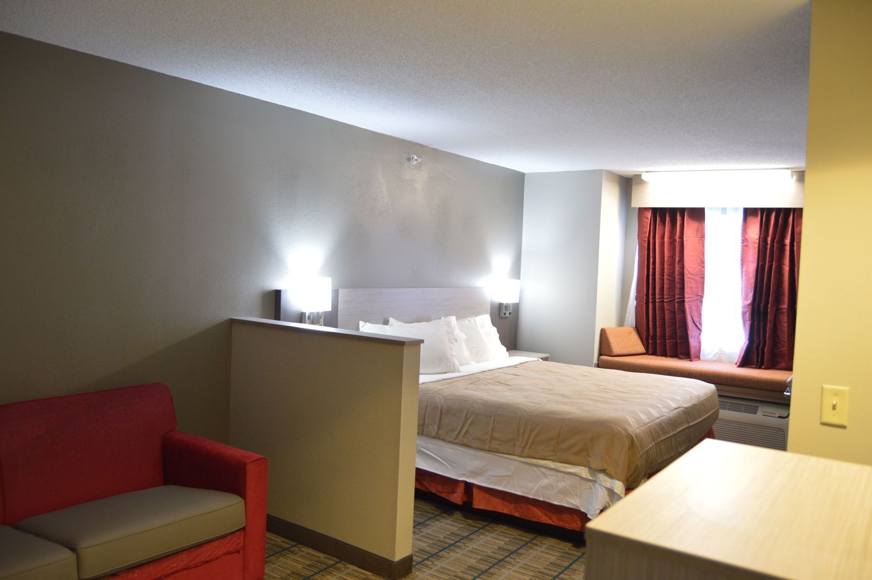 Pillowtop beds, desk, blackout drapes, soundproofing