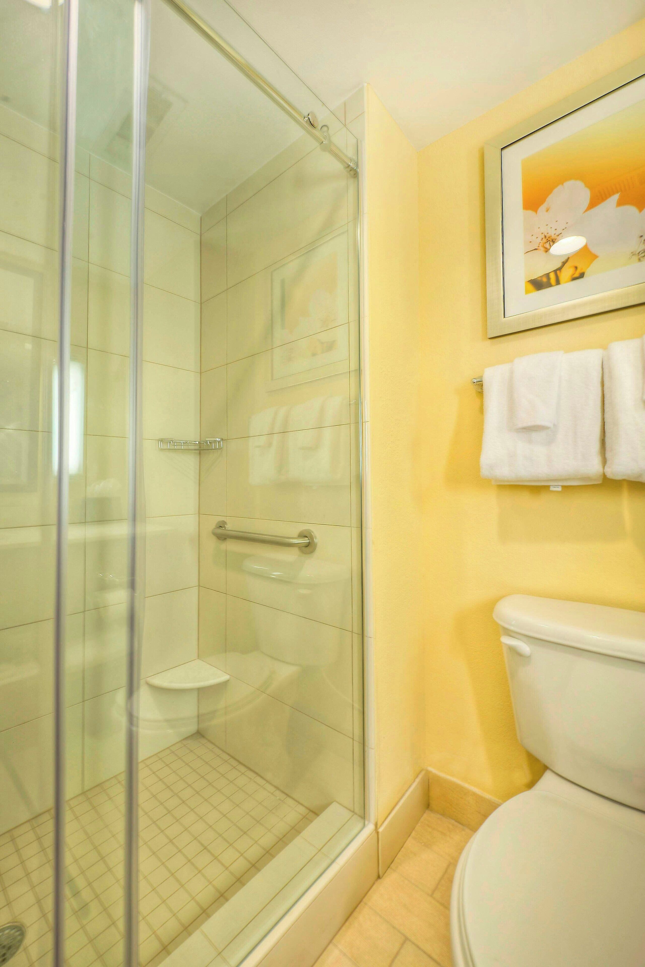 free toiletries, hair dryer, towels