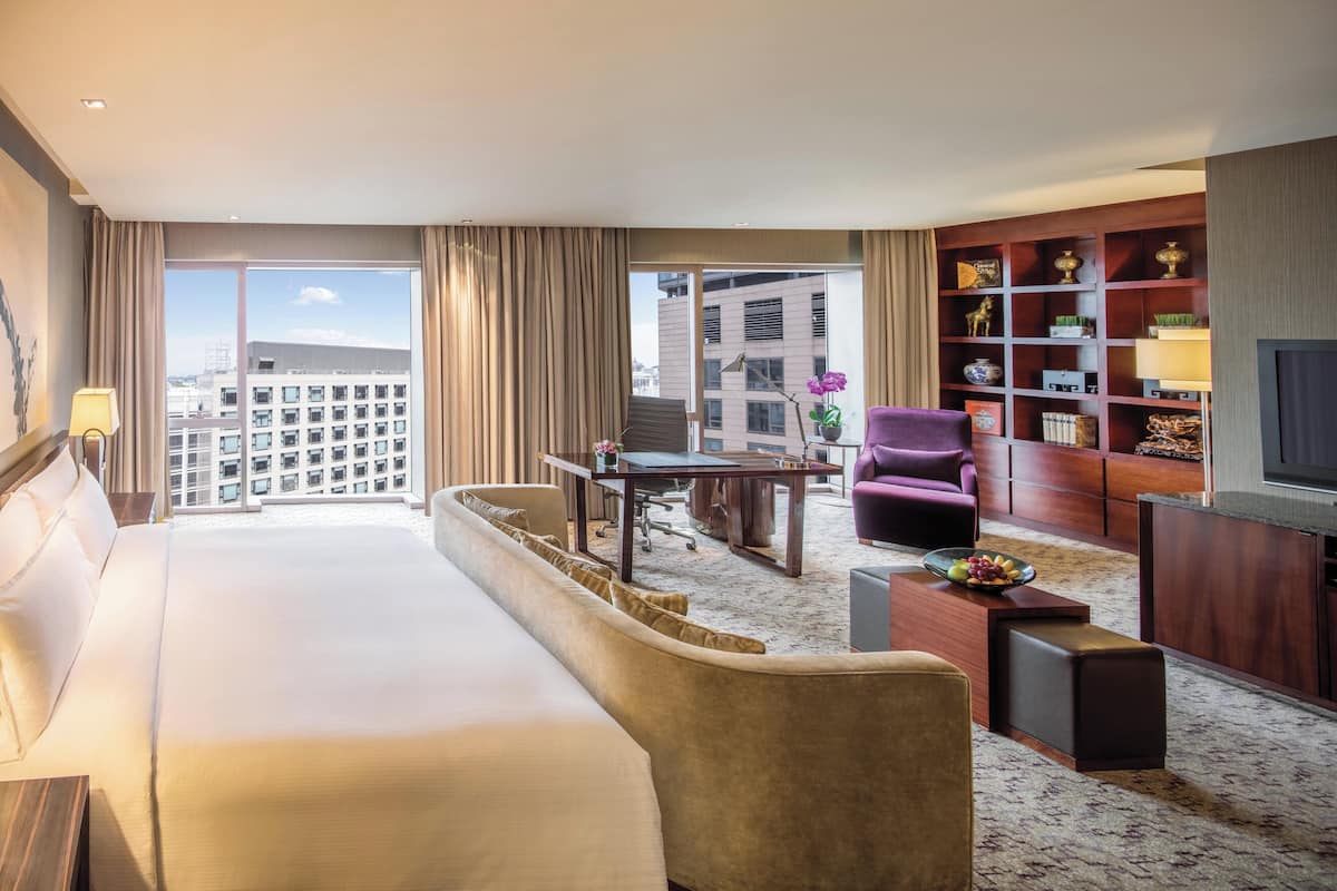Premium bedding, free minibar items, in-room safe, desk