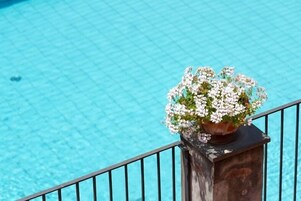 季节性开放的室外游泳池，日光浴躺椅