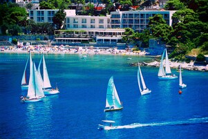 On the beach, snorkeling, beach bar
