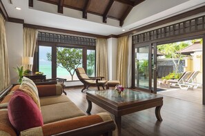 Beachfront Pool Villa Suite (Adult Only) | Living area | 32-inch TV with cable channels - Nora Beach Resort and Spa (Koh Samui)