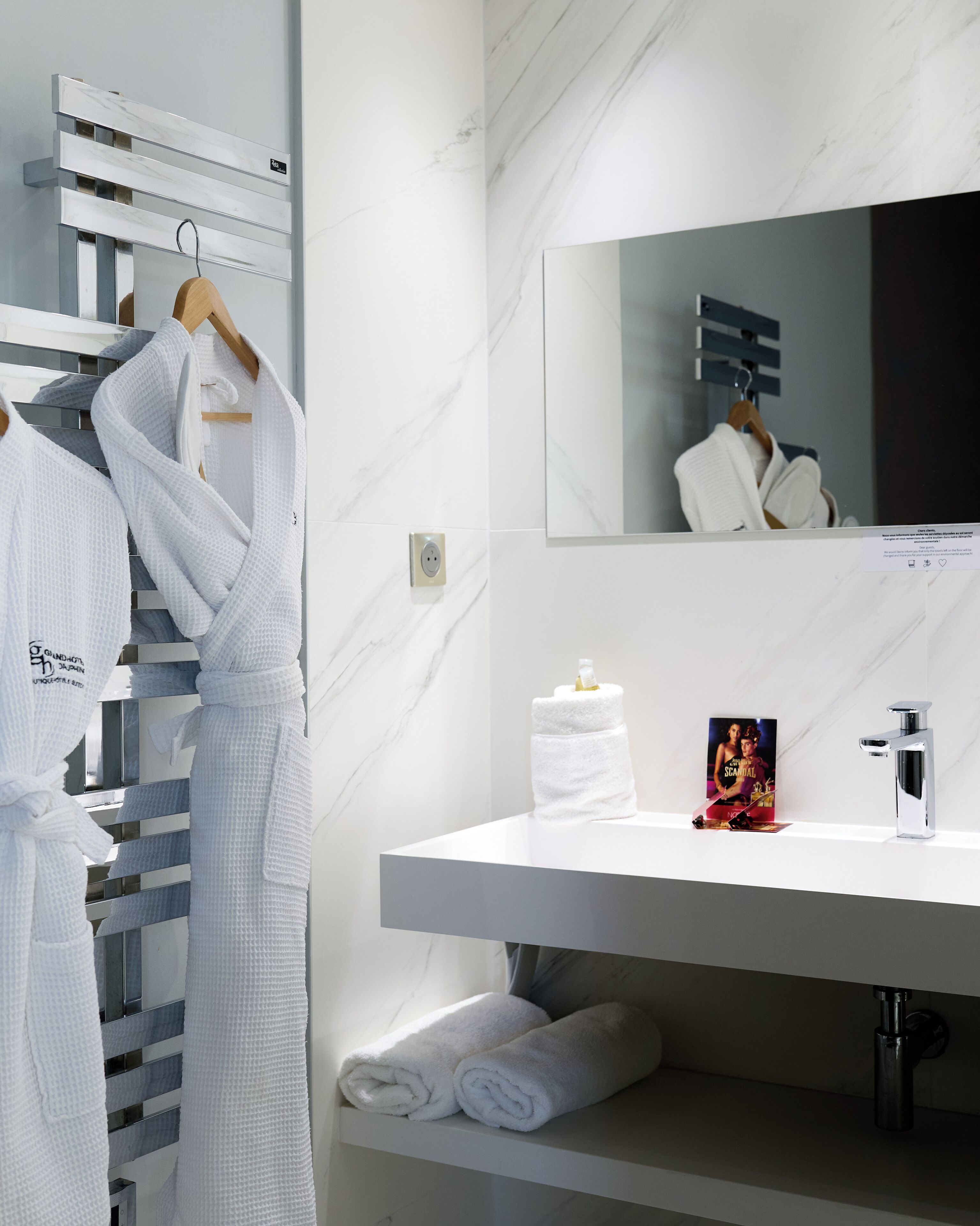 shower, eco-friendly toiletries, hair dryer, towels