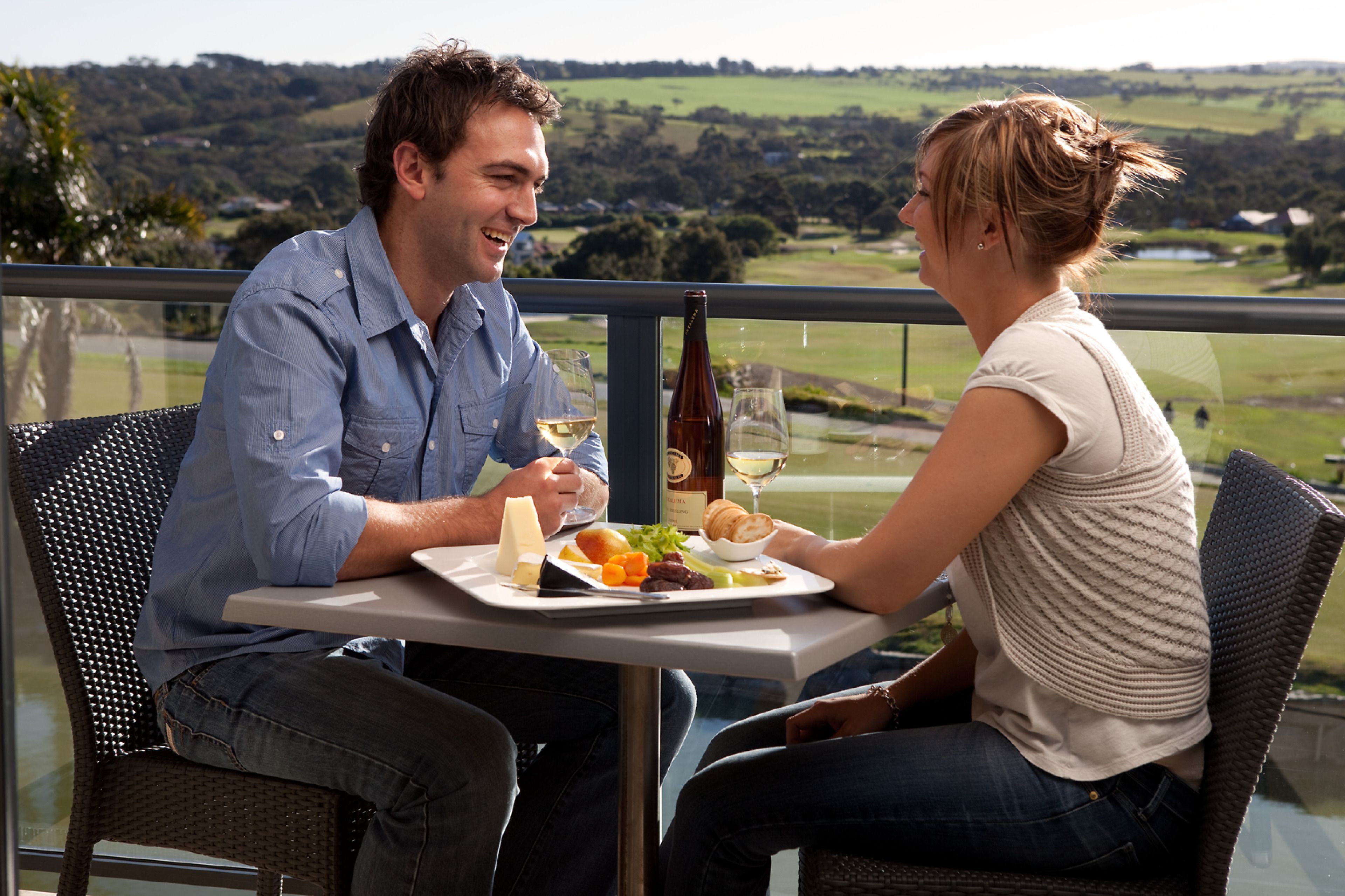 dinner served, golf course views