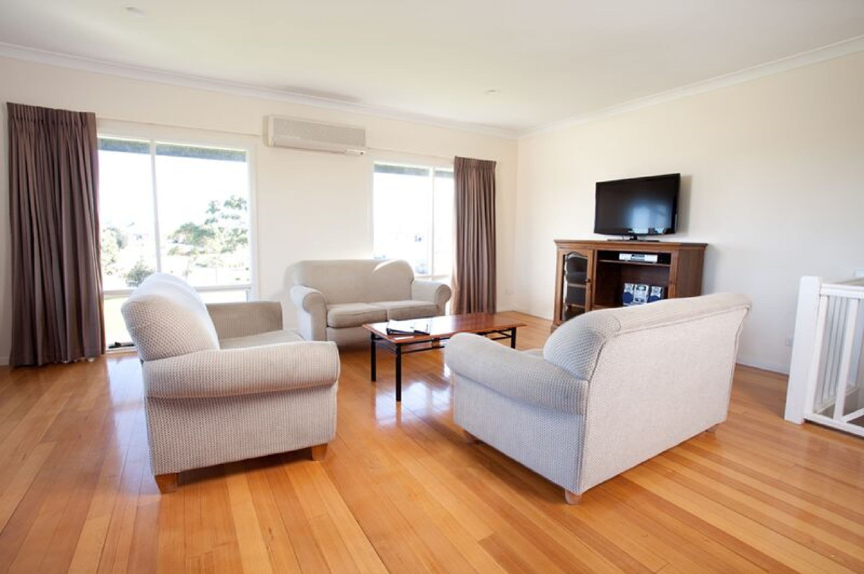 double storey villa (2 king bed, 2 single) | living area | lcd tv