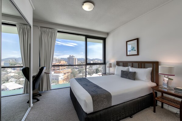 Premium bedding, individually furnished, desk, laptop workspace