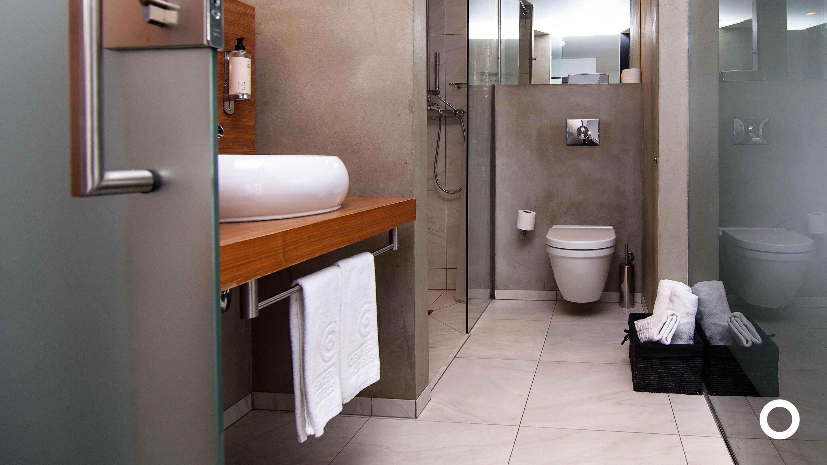 loft suite | bathroom | eco-friendly toiletries, hair dryer, bathrobes, towels