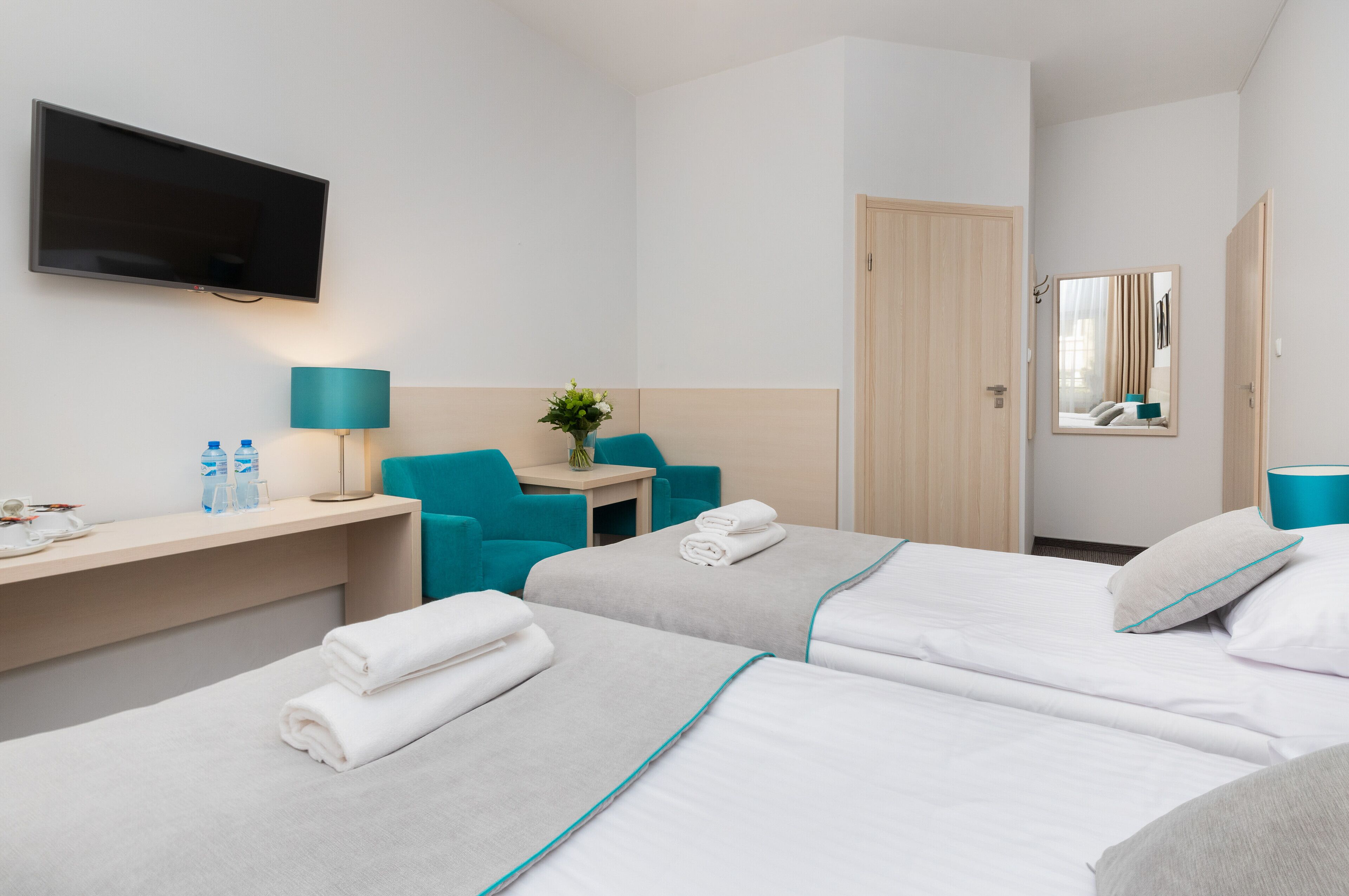 laptop workspace, iron/ironing board, free wifi, bed sheets