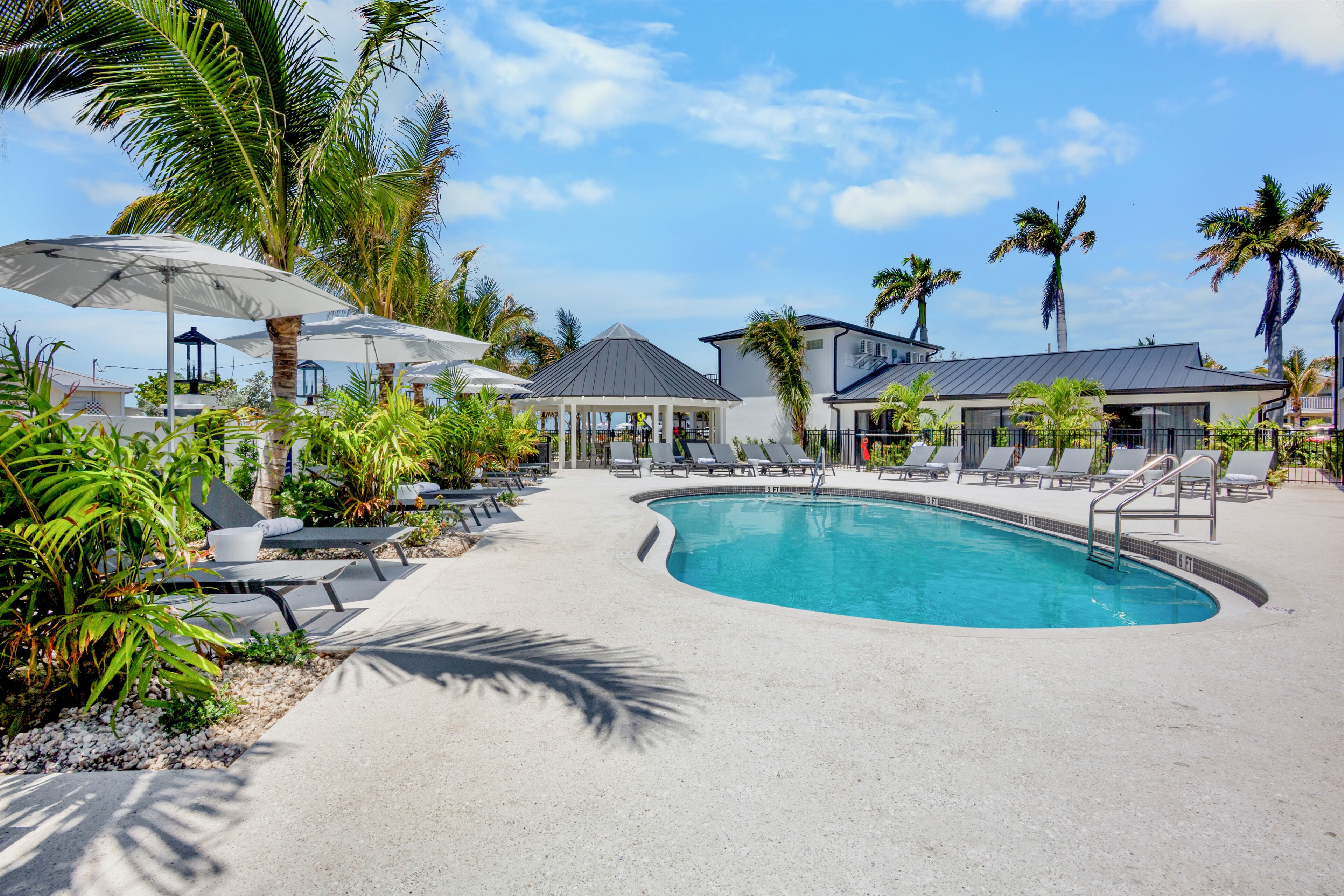 Outdoor pool, pool loungers