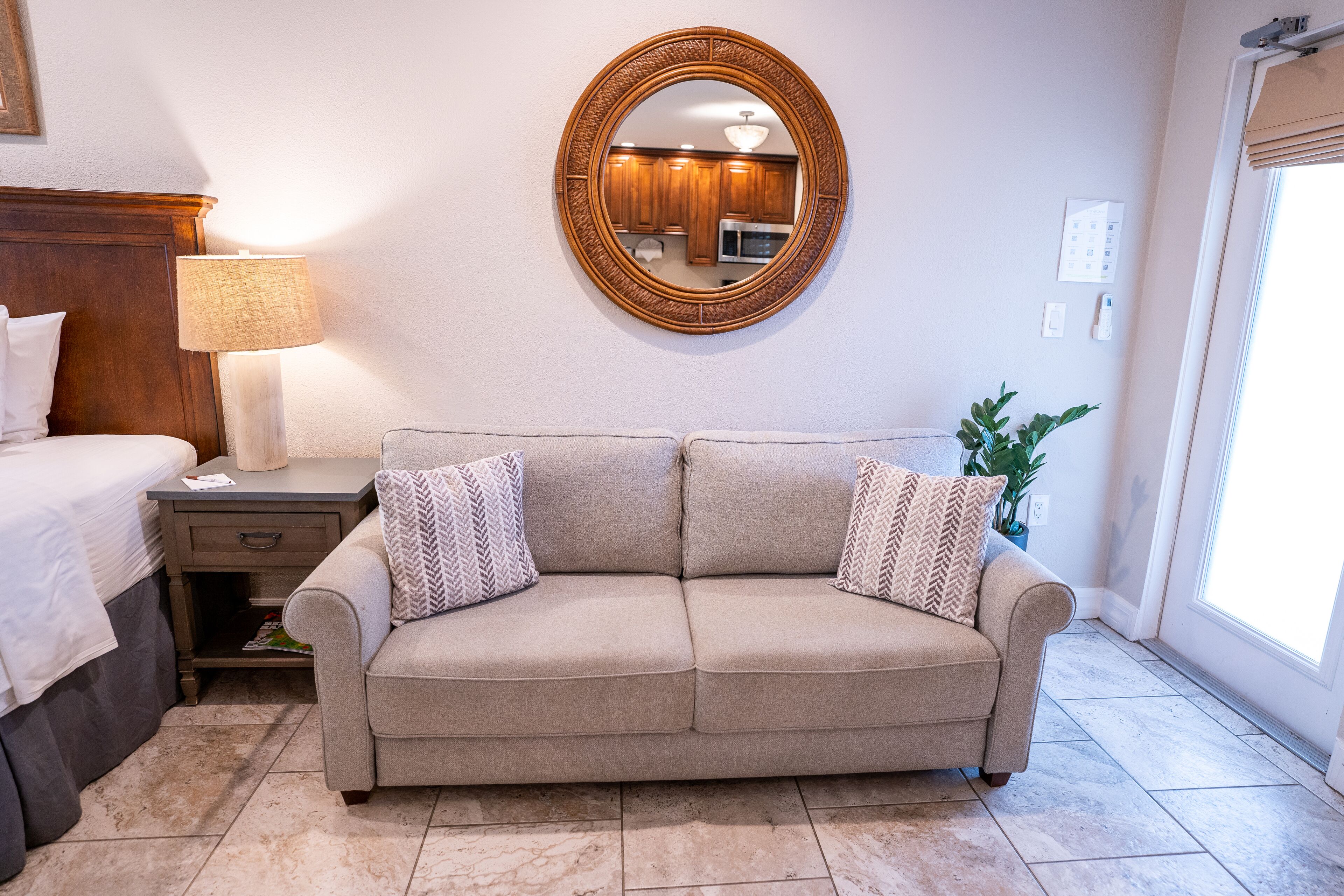 premium studio suite, 1 king bed with sofa bed (unit 104) | living area | 42-inch tv with cable channels, netflix, streaming services