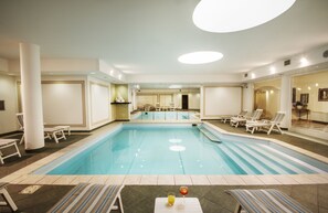 Indoor pool, seasonal outdoor pool, sun loungers