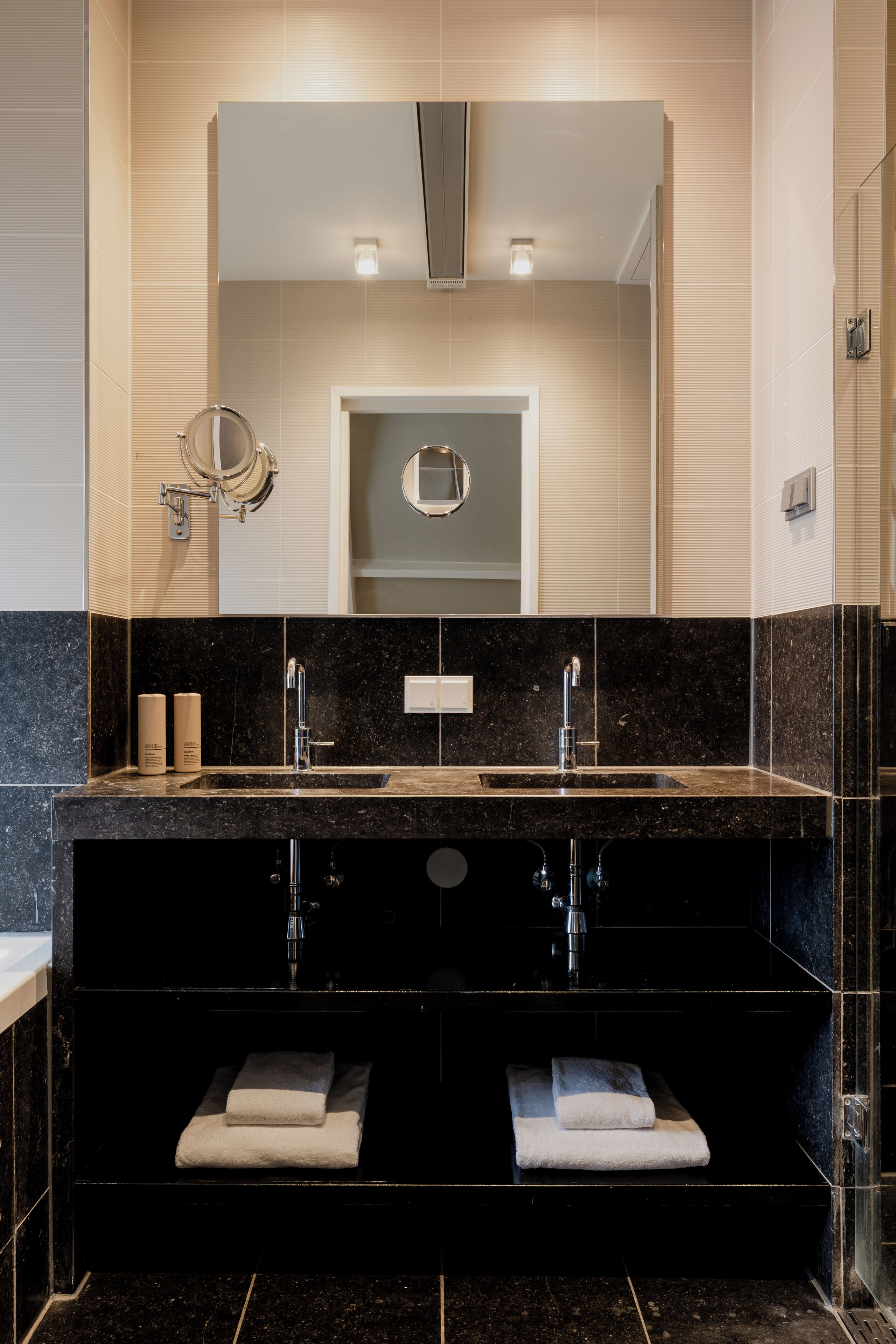 junior suite, 1 king bed | bathroom | rainfall showerhead, designer toiletries, hair dryer, bathrobes