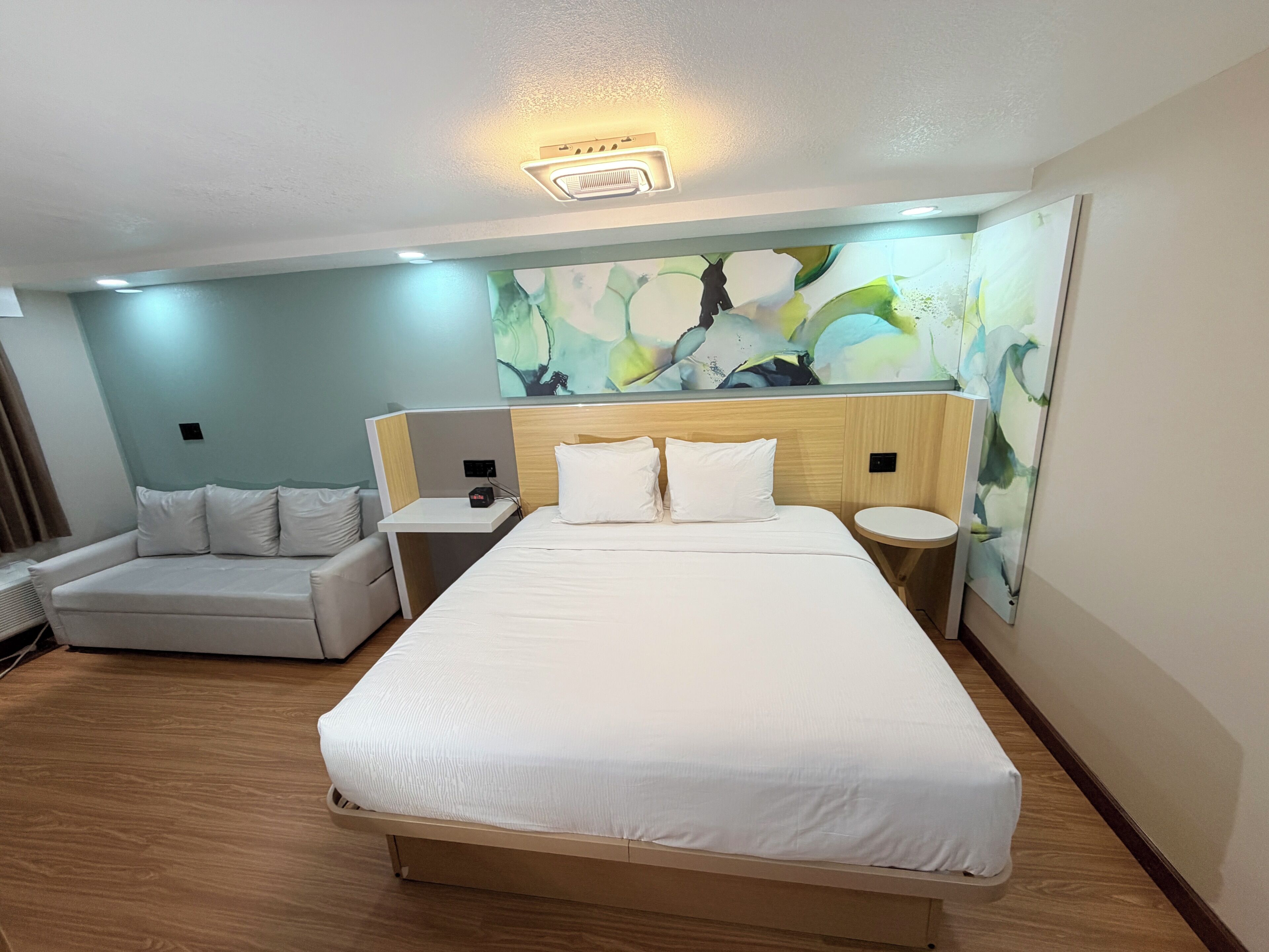 Individually furnished, desk, laptop workspace, iron/ironing board