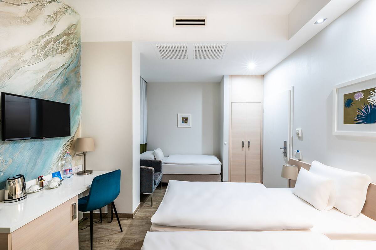 In-room safe, desk, blackout drapes, iron/ironing board (on request)