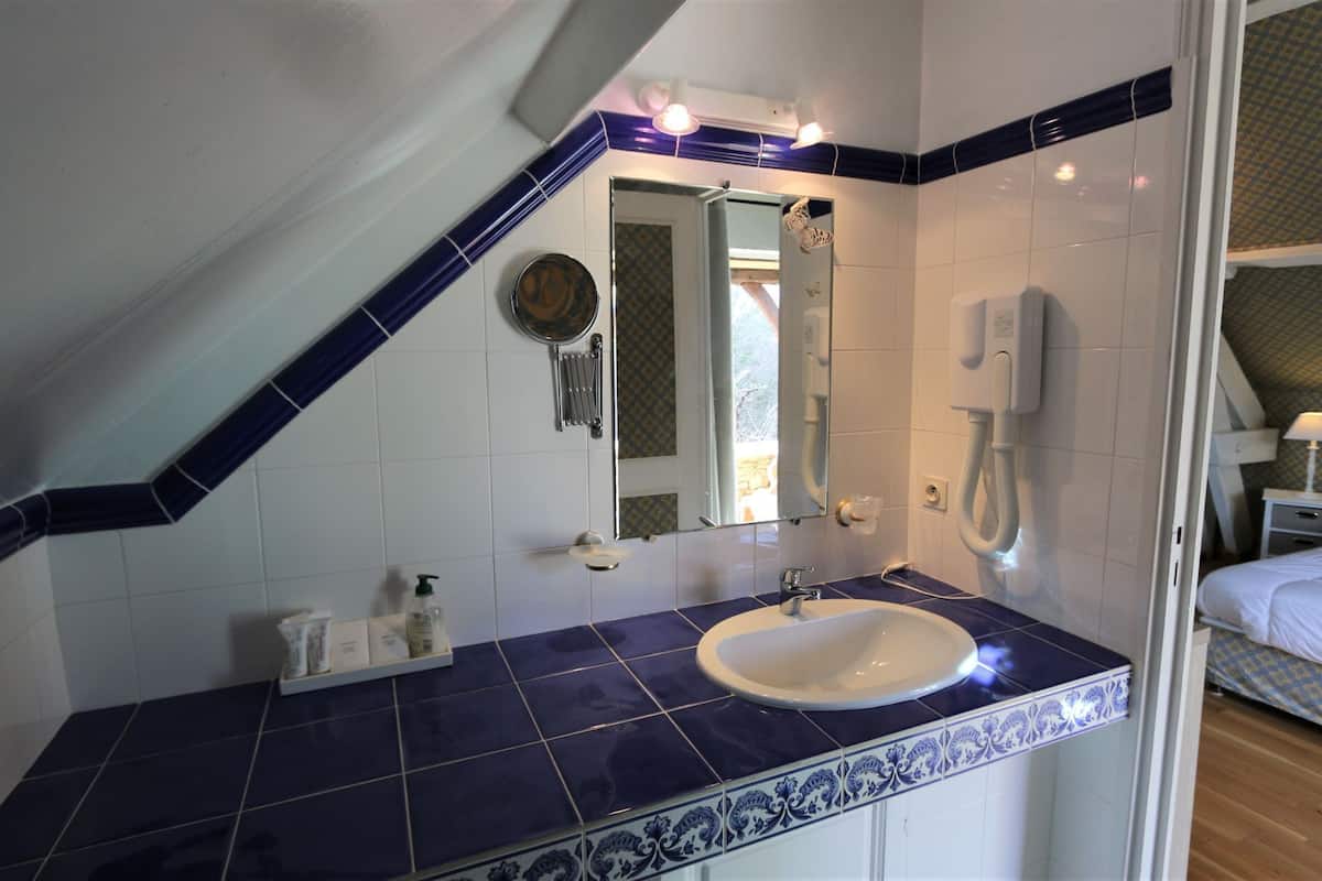 free toiletries, hair dryer, towels, soap