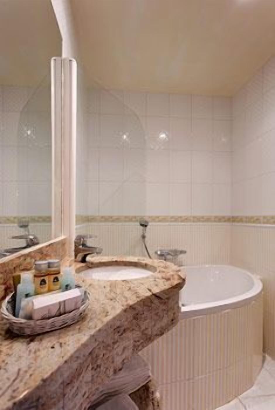 free toiletries, hair dryer, towels