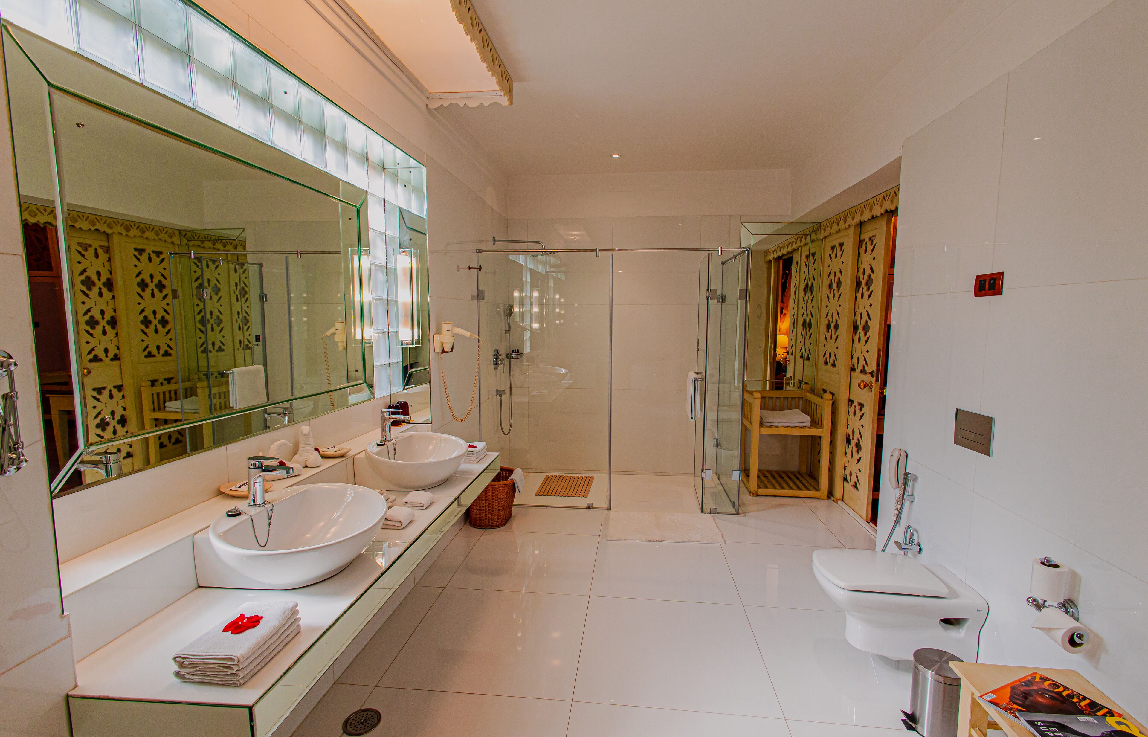 free toiletries, hair dryer, bathrobes, slippers