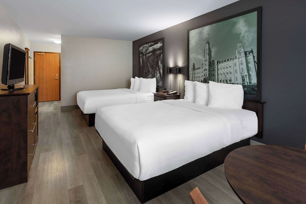 Room, 2 Queen Beds, Non Smoking | Desk, blackout curtains, iron/ironing board, free WiFi