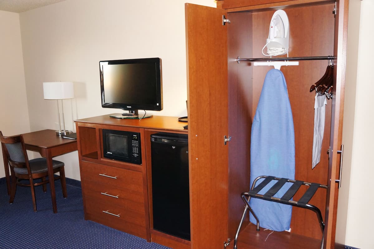 blackout curtains, soundproofing, iron/ironing board