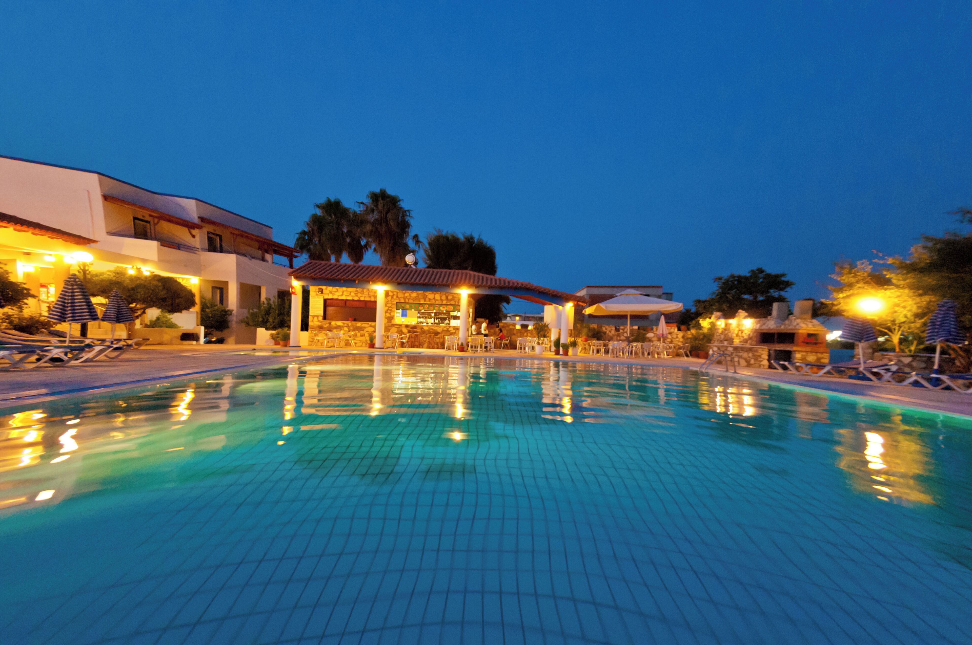 Outdoor pool, pool umbrellas