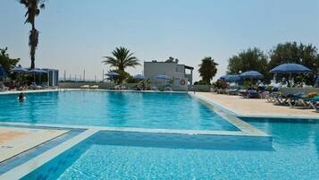 Outdoor pool, pool umbrellas